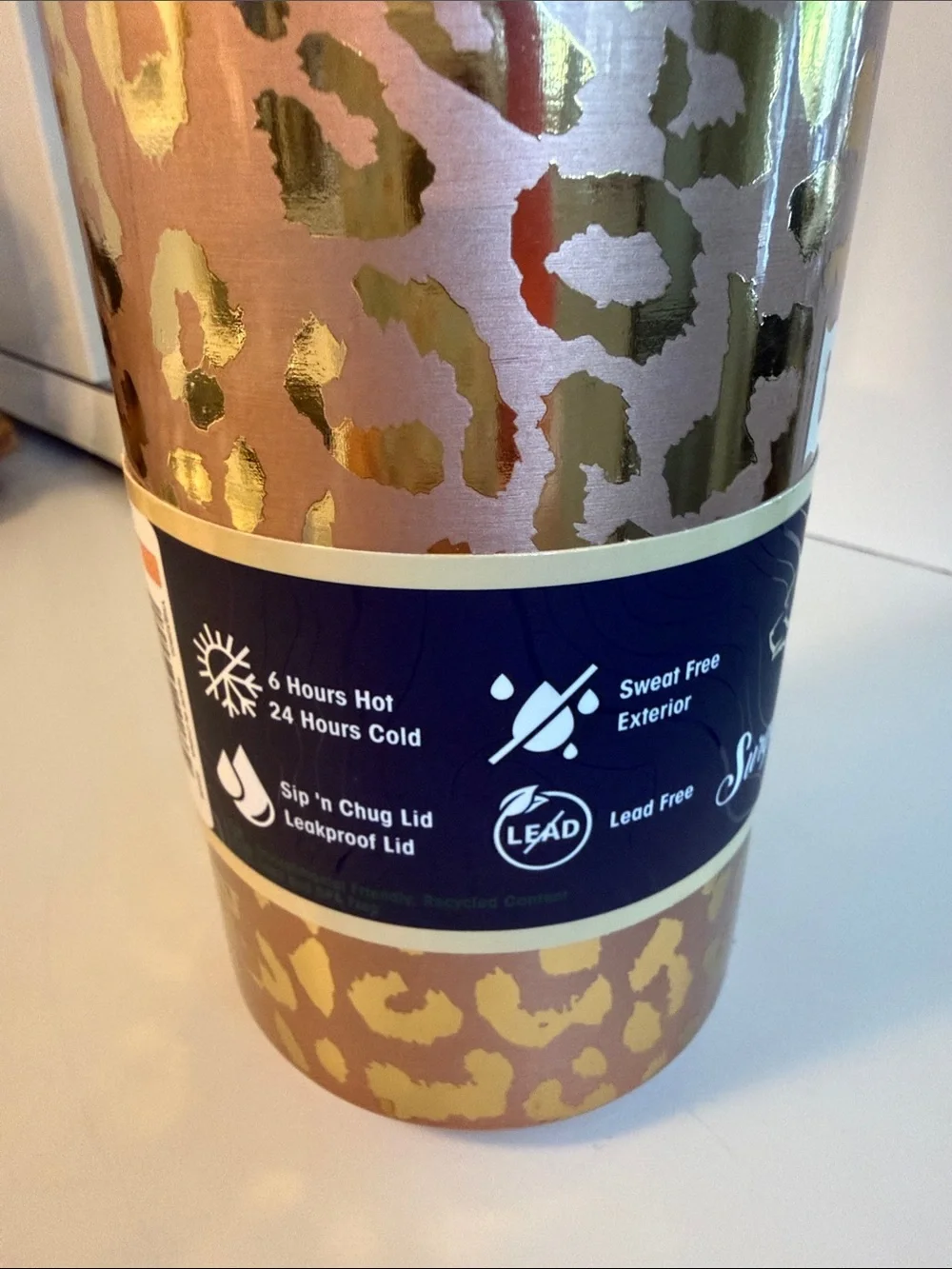 Buc-ee's Leopard Print Stainless Water Bottle - Pink - Picture 3 of 4